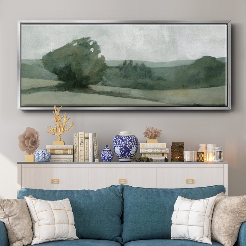 Soft Green Landscape I- Framed Canvas