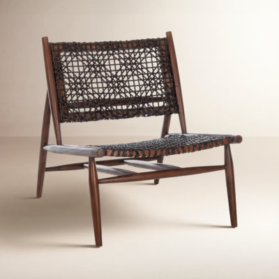 Kazbah Teak Genuine Leather Side Chair