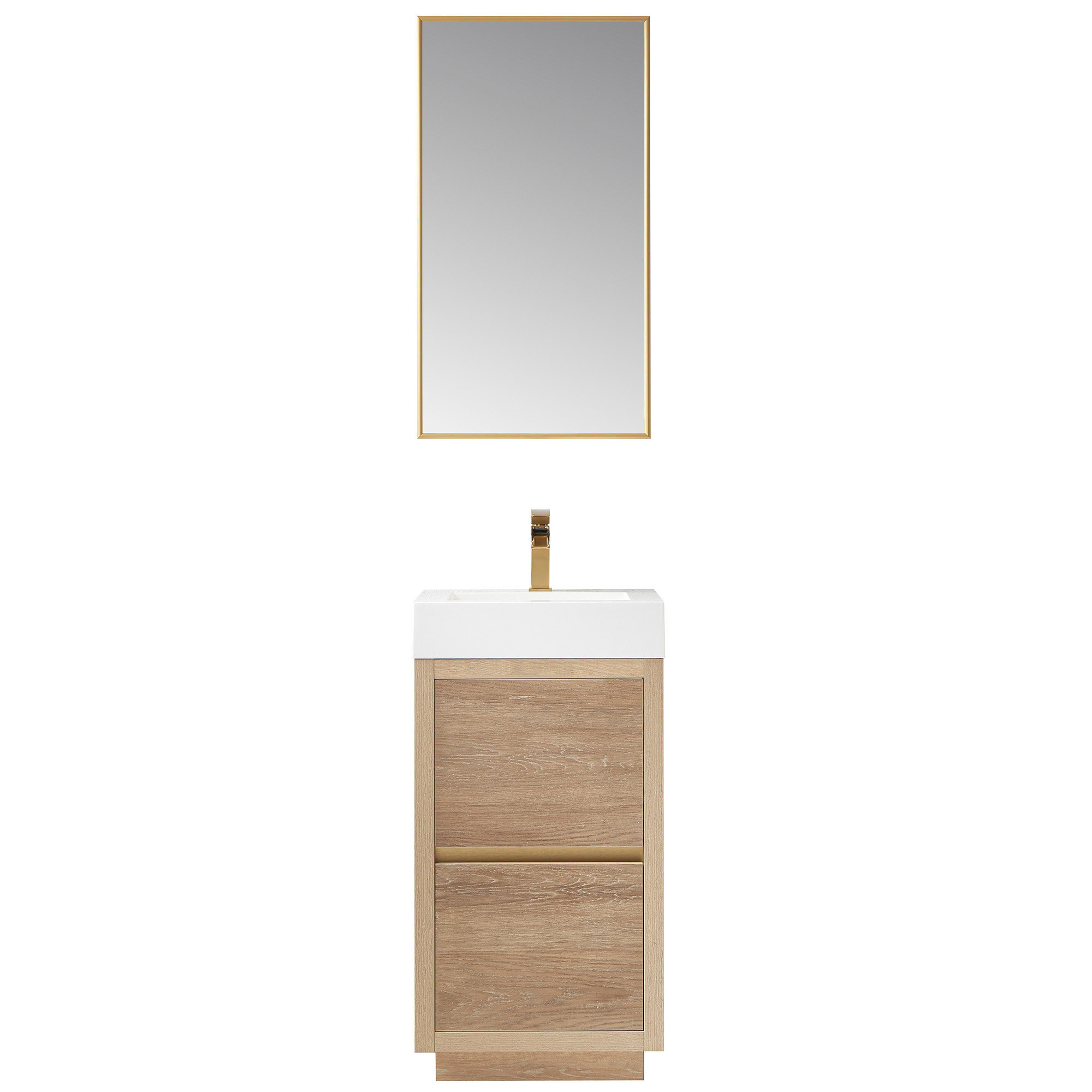 Beira 17.7'' Single Bathroom Vanity, White, North American Oak