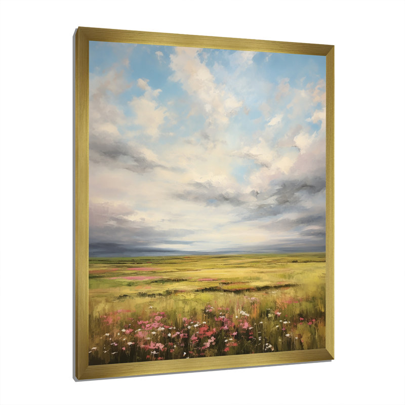 «Quemoy Meadow Bold Horizon II», reproduction sur toile, H 44 po x l 34 po x P 1,5 po, Cadre doré à coins fermés