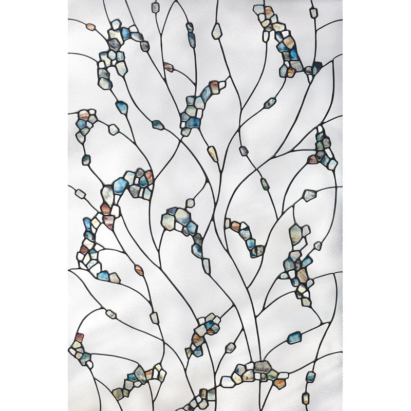Film d'intimité pour fenêtre avec motif coloré vibrant | Non adhésif et protection UV | Facile à appliquer et amovible | 24 po x 36 po