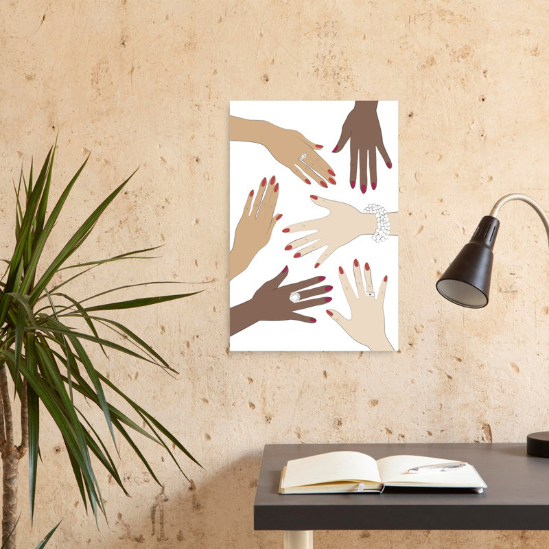 «Diverse Fashion Hands», impression murale contemporaine élégante et colorée, H 24 po x l 16 po