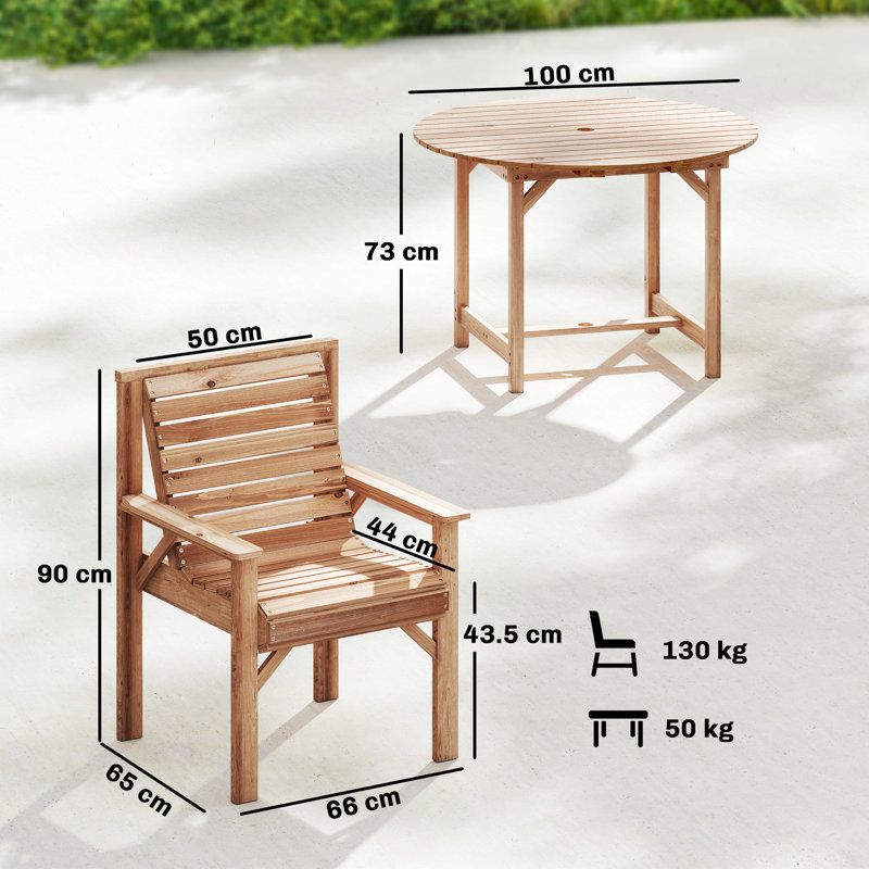 Outsunny 5 Pieces Garden Dining Set 4 Seater, Natural
