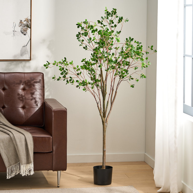 59 In. Artificial Milan Leaf Bonsai Artificial Tree