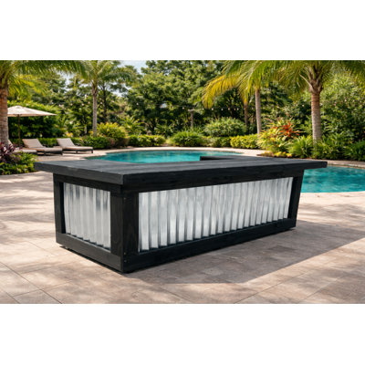 7ft U-shaped Bar Counter Deposit Only Outdoor Indoor Reception Desk Cash Wrap Backyard Bar
