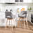 Lovetro Swivel Full Back Linen Upholstered 26.8"H Counter Stool with Solid Wood Frame and Arms-164351599