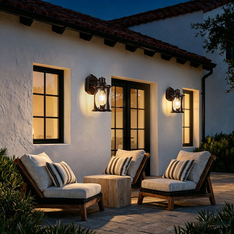 Lampe murale d'extérieur moderne brun Dusk to Dawn avec base E26 et verre trempé, rouille et imperméable (ensemble de 2)