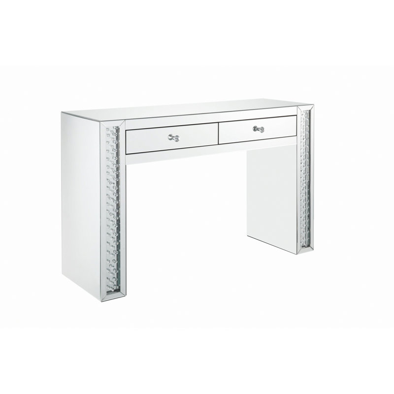 Bureau de coiffeuse en miroir avec 2 tiroirs de rangement