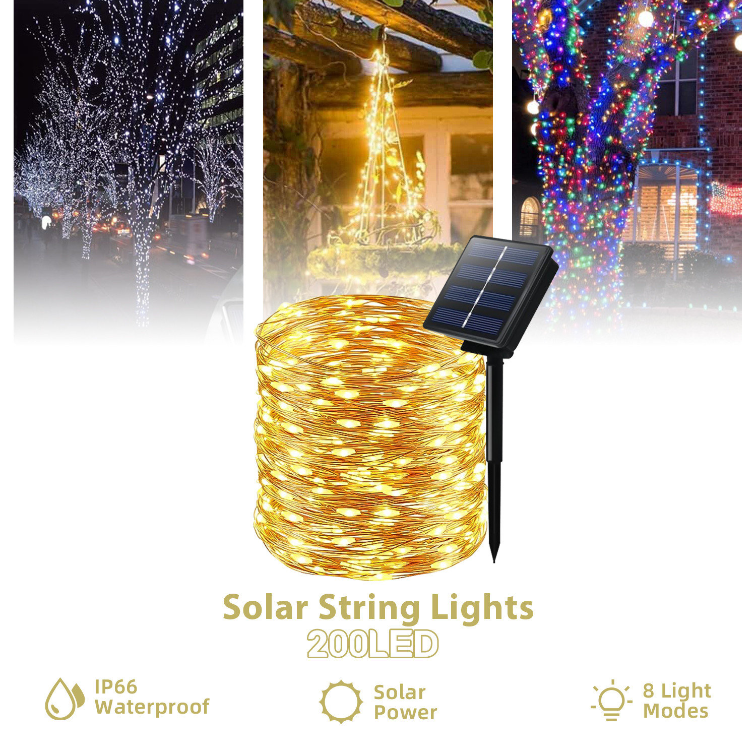 The Holiday Aisle® Mandie Outdoor LED Solar Powered 200 - Bulb Rope ...