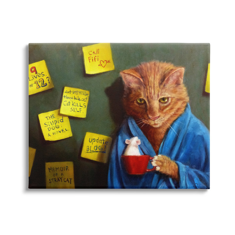 Stupell Industries " Funny Cat Morning Coffee Memo Reminders " by Lucia Heffernan Painting Print