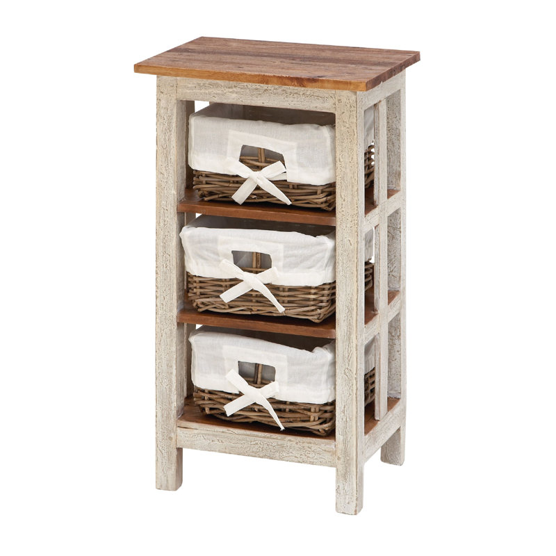 Commode d'appoint 3 tiroirs Nightingale, Brun cerisier / blanc