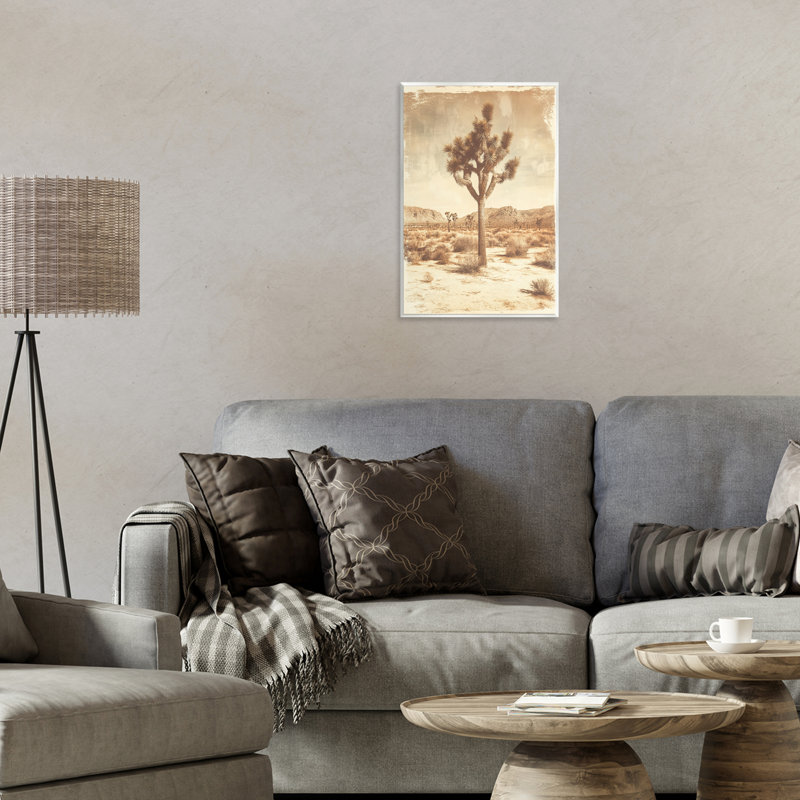 Plaque murale Southwest Landscape Lone Tree, design par Petal Prints Design, H 15 po x l 10 po