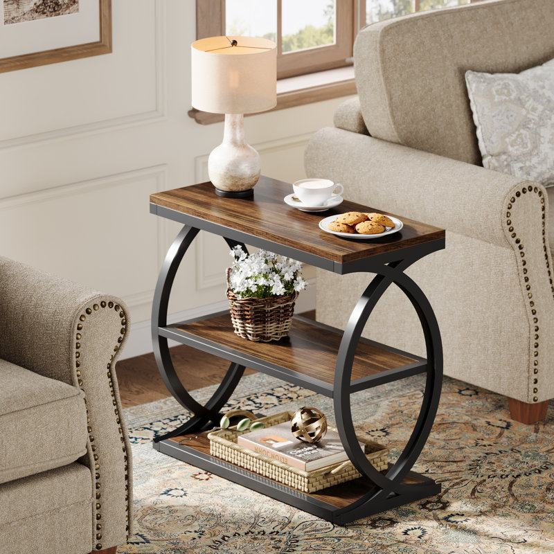 Pedestal End Table, Brown
