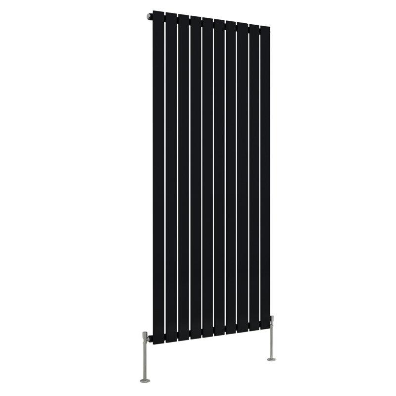 Briscoe Vertical Single Flat Panel Radiator, 160cm H x 68cm W x 5.2cm D, Black