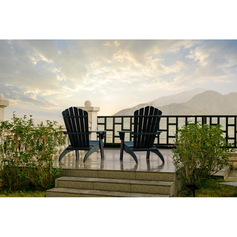 Ensemble de 2 chaises d'extérieur surdimensionnées Adirondack, Noir, 2