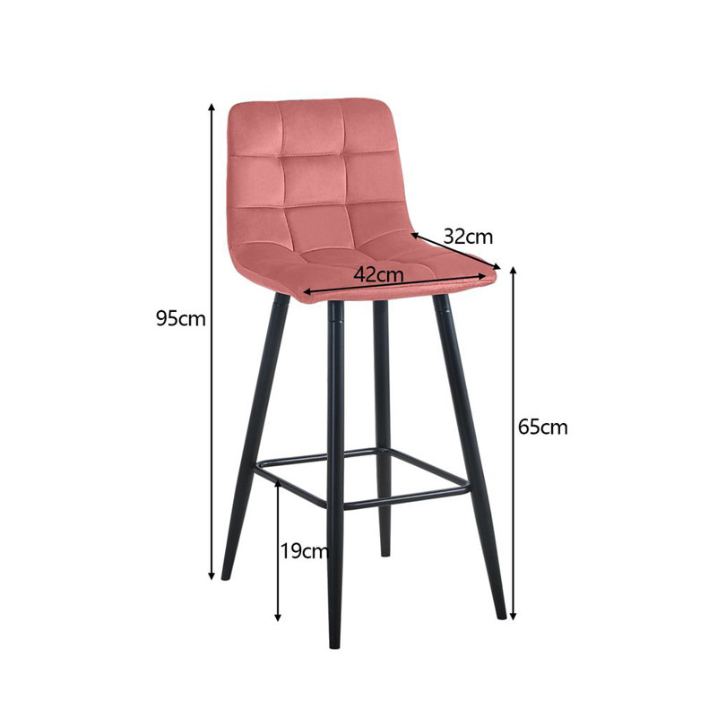 Breyson Upholstered Counter Stool with Metal Frame, Pink