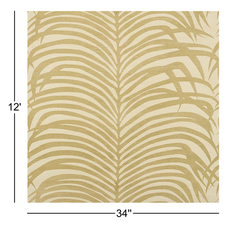Papier peint zèbre palmier en sisal, Or sur ivoire