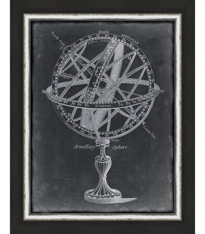 « armillary sphere on fusain i », impression encadrée