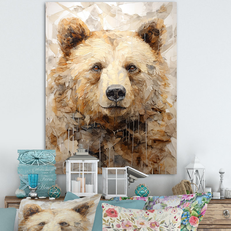 Minimalisme ours sur glace sur toile, H 20 po x l 12 po x P 1 po, Toile tendue