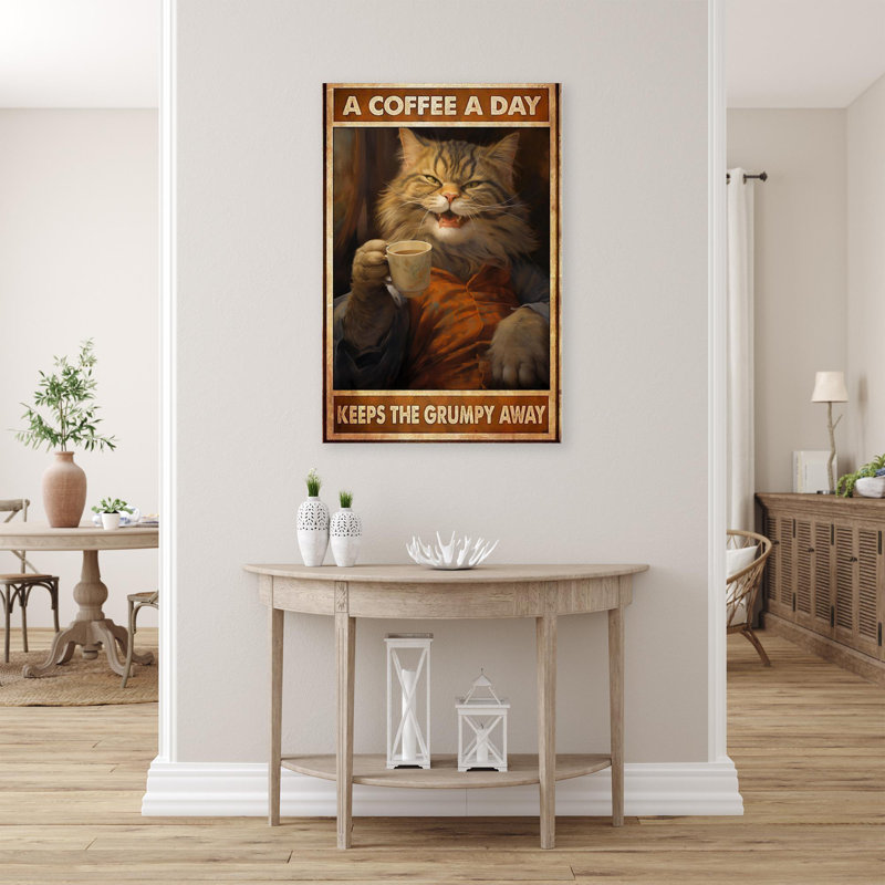 A Coffee A Day Keeps The Grumpy Away - 1 pièce Rec A Coffee A Day Keeps The Grumpy Away - 1 pièce, reproduction d'art graphique sur toile tendue sur toile tendue