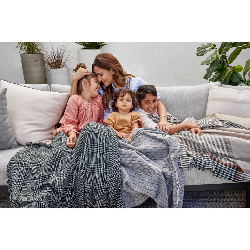 Bug Shield Outdoor Throw Blanket, 50" W x 60" L, Gray Striped