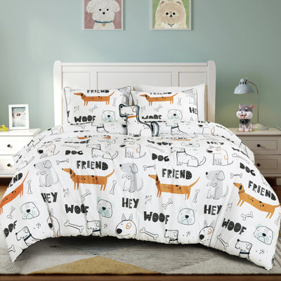Cartoon Dogs Microfiber Comforter Set