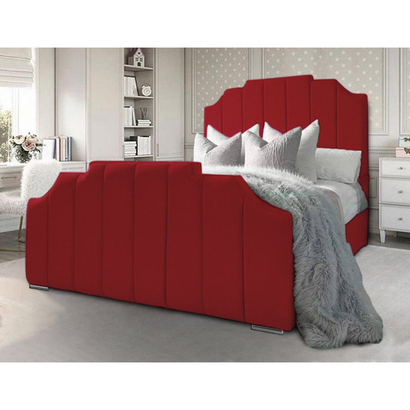 Tyrion Upholstered Bed , Double (4'6), Red