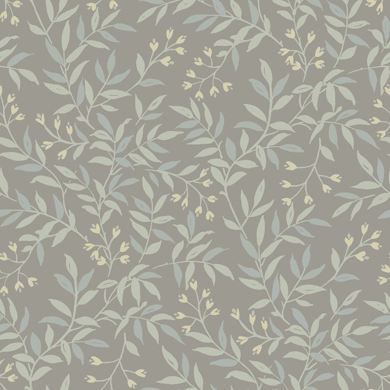 Papier peint Senna Budding Vines, Argent argent