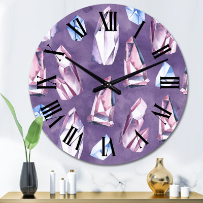Gentle Blue and Pink Crystals II - Patterned Wall Clock