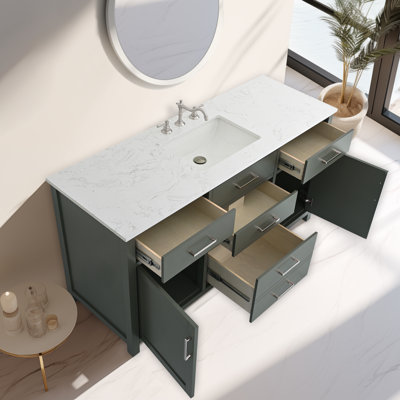 Tremolo 60" Single Bathroom Vanity With Engineered Marble Top