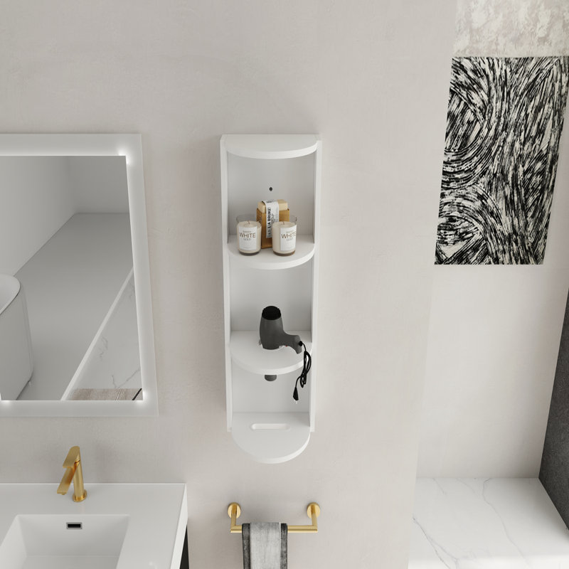 Support de rangement mural de 12 pouces pour salle de bain avec fixation flottante, peu encombrant et durable pour les salles de bain modernes