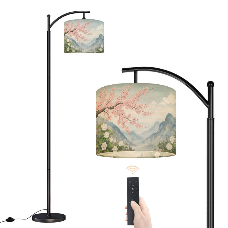 Lampe sur pied avec abat-jour réglable Chinoiserie