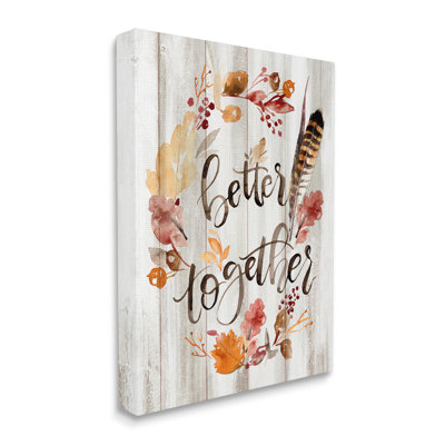 «Better Together Rustic Boho Calligraphy Feather Plants», art numérique sur estampe numérique par Jennifer Paxton Parker