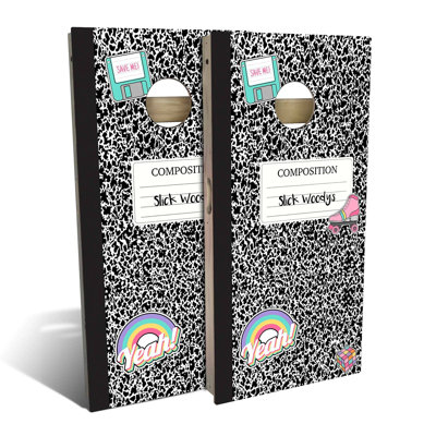 90s Notebook Cornhole Board Set | Includes (2) Boards, (8) Bags & Optional Accessories