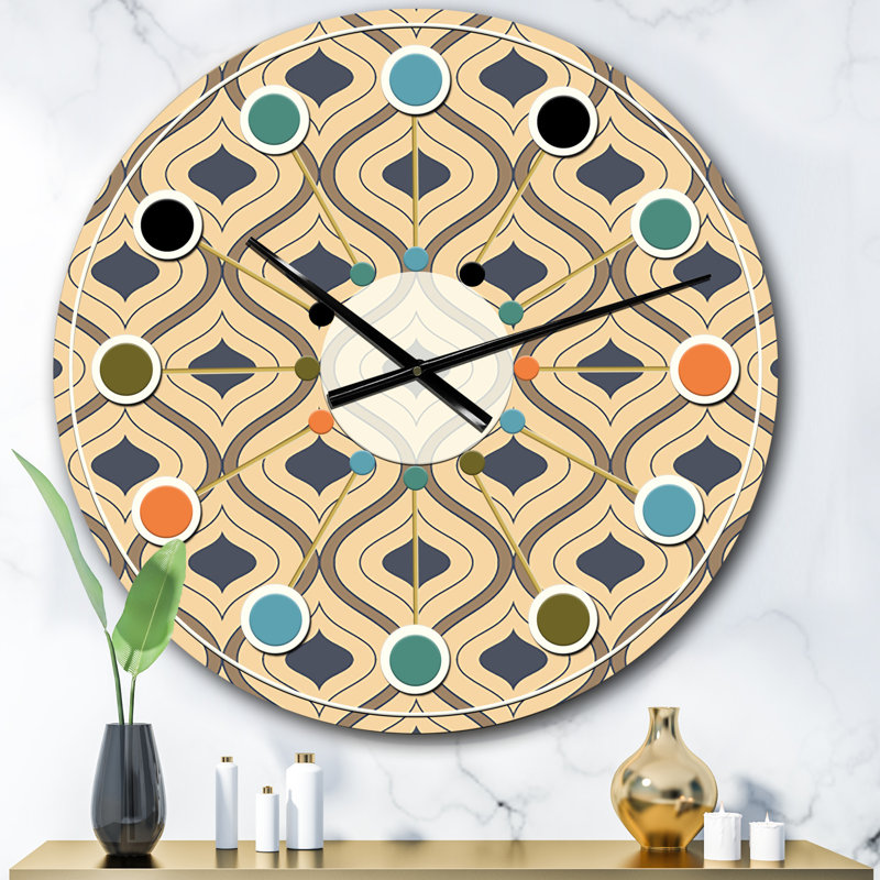 Horloge murale rétro Mid-Century, Surdimensionné