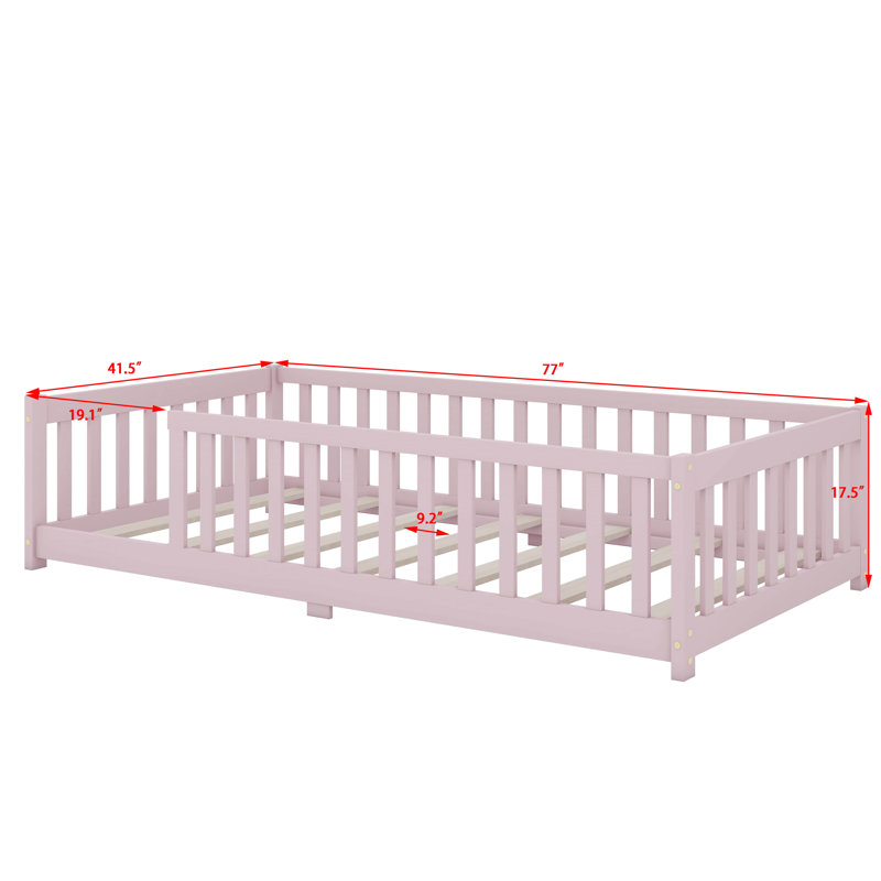 Lit simple au sol avec clôture, sans porte, Rose
