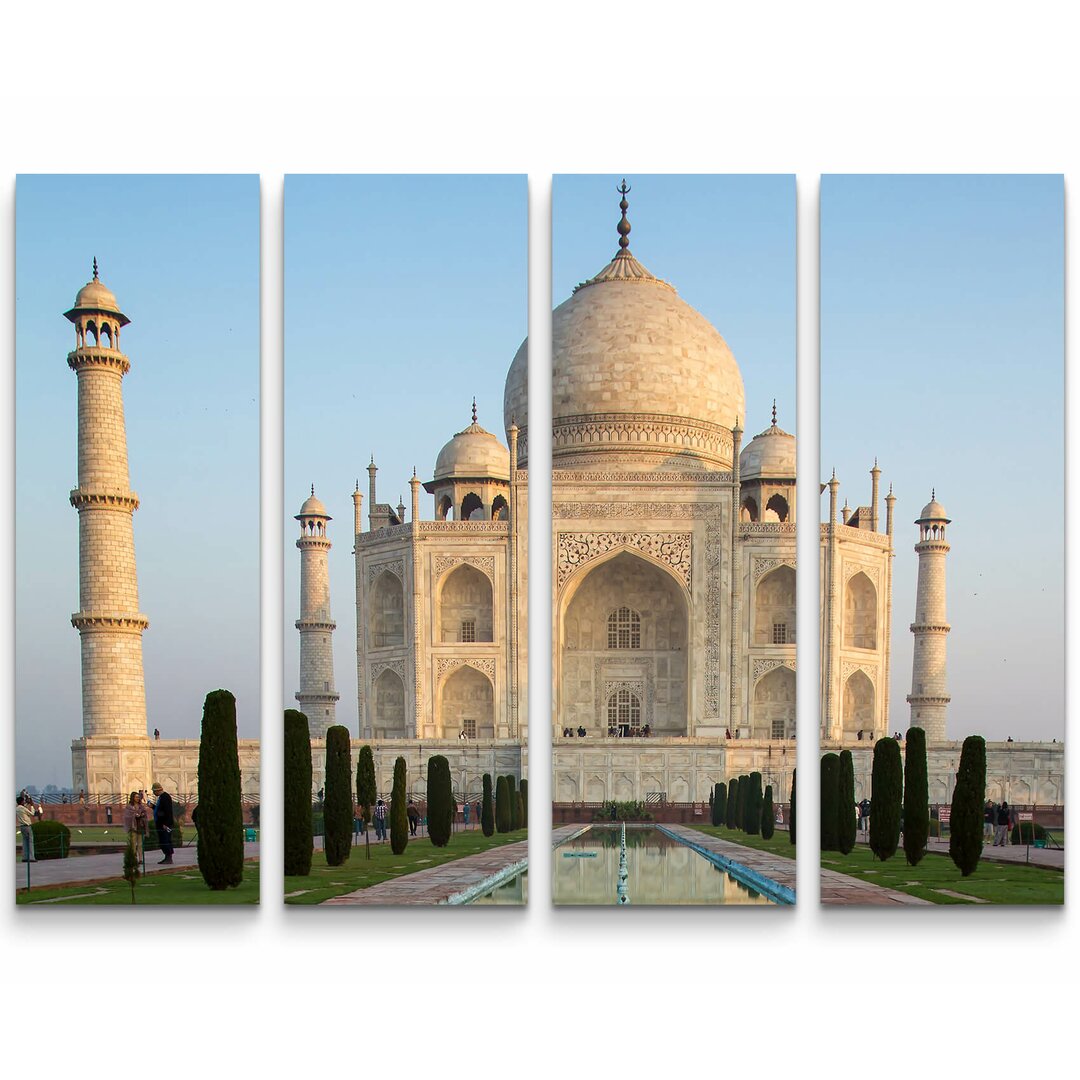 4-tlg. Leinwandbilder-Set Taj Mahal mit Spiegelung im Wasser