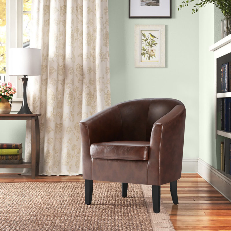 Fauteuil demi-tonneau de 26,77 po Munson, Similicuir caramel