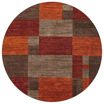 Machine Washable Indoor/Outdoor Xhevrie Chocolate Rug