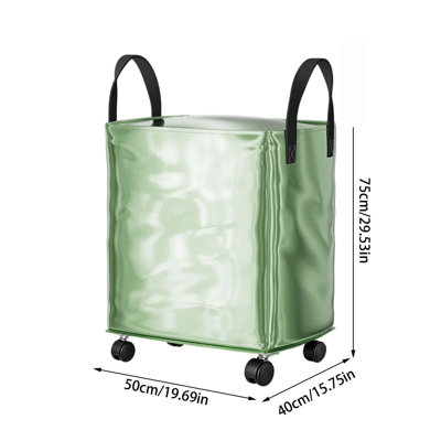 Plastic Organizer Rolling Storage Bag With Wheels Foldable Large Capacity Laundry Hamper Organizer With Carry Handles Waterproof Fabric Storage Bin For Clothes Blankets Dorm