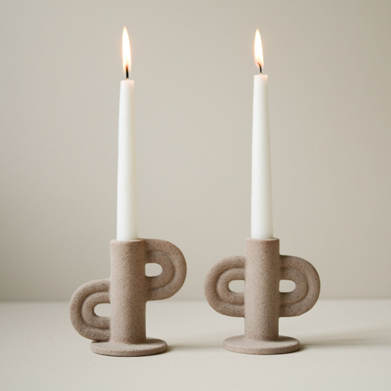 Ceramic Tabletop Candlestick, Nude