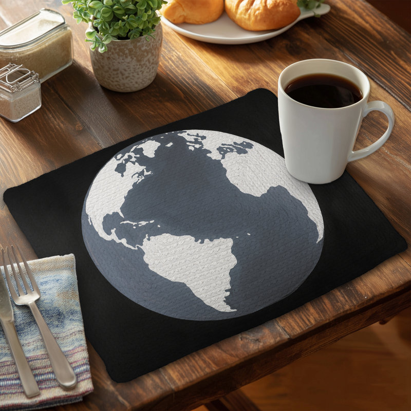 Earth Satellite View Braided Polyester Placemats - Set of 4