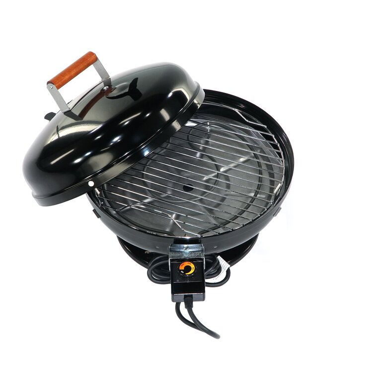 Portable 1600-Watt BBQ Electric Grill in Black withTemperature Control and  Grease Collector