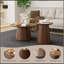 Ensemble de 2 tables basses rondes, grandes et petites tables centrales et d'appoint en bois, finition noyer moderne pour le salon et le bureau