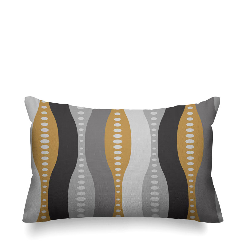 Jafa Abstract Outdoor Reversible Throw Pillow, Mustard