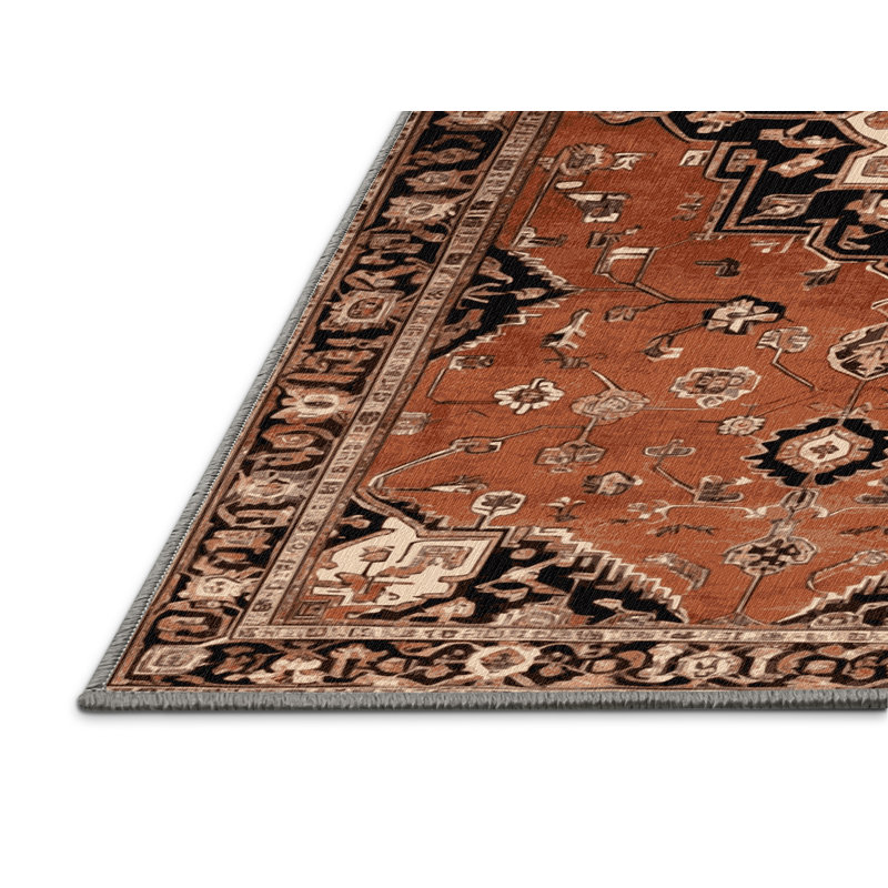 Tapis brun lavable à la machine, Rectangle de 5 pi x 8 pi
