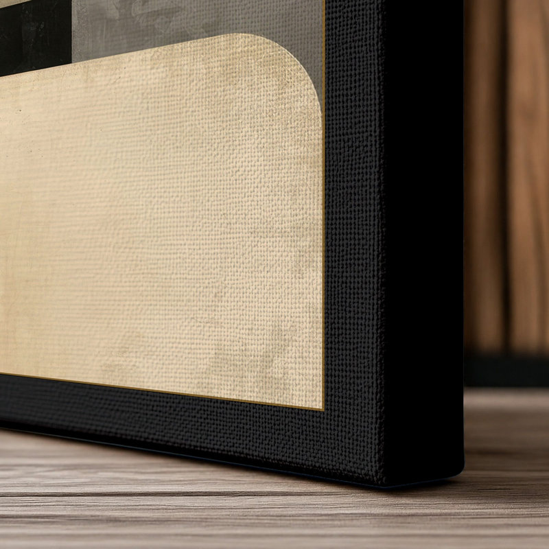 Geometric Balance Mid-Century - Wrapped Canvas, 24x16 - 61.0 x 40.6 cm, Black Border