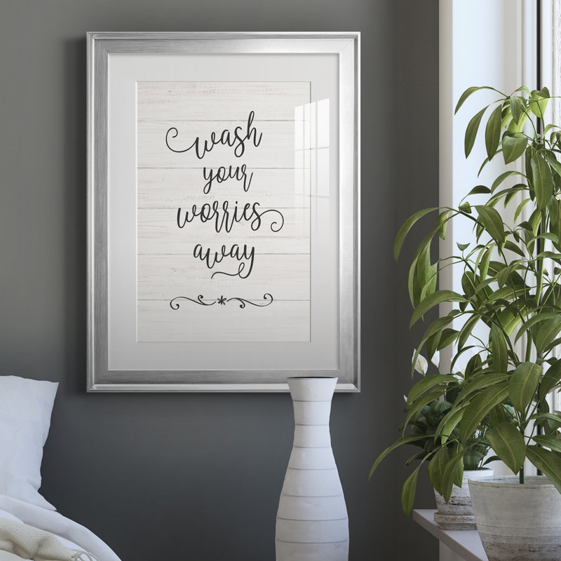 Wash Worries - Art textuel avec cadre photo, H 18,5 po x l 24,5 po x P 1,5 po, Argent