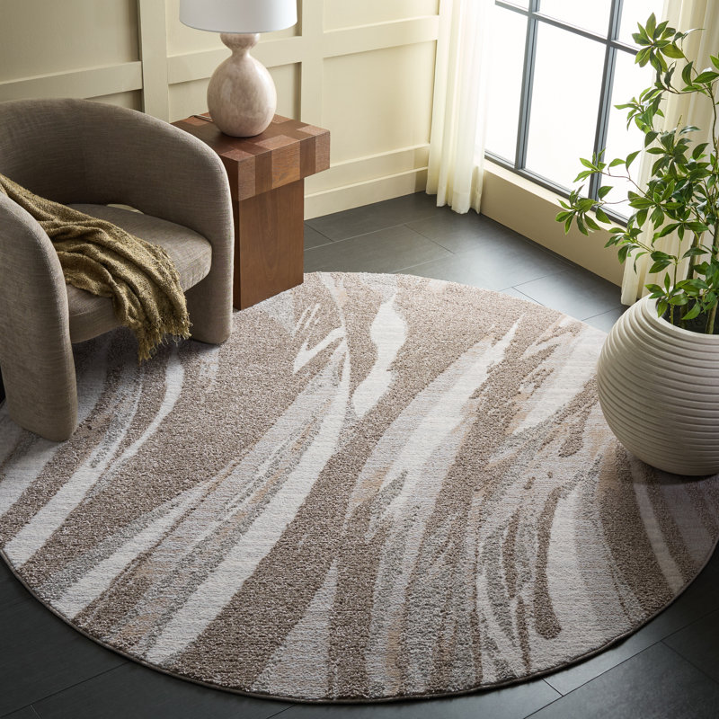 Wave Performance Abstract Indoor Rug, Round 6'7"