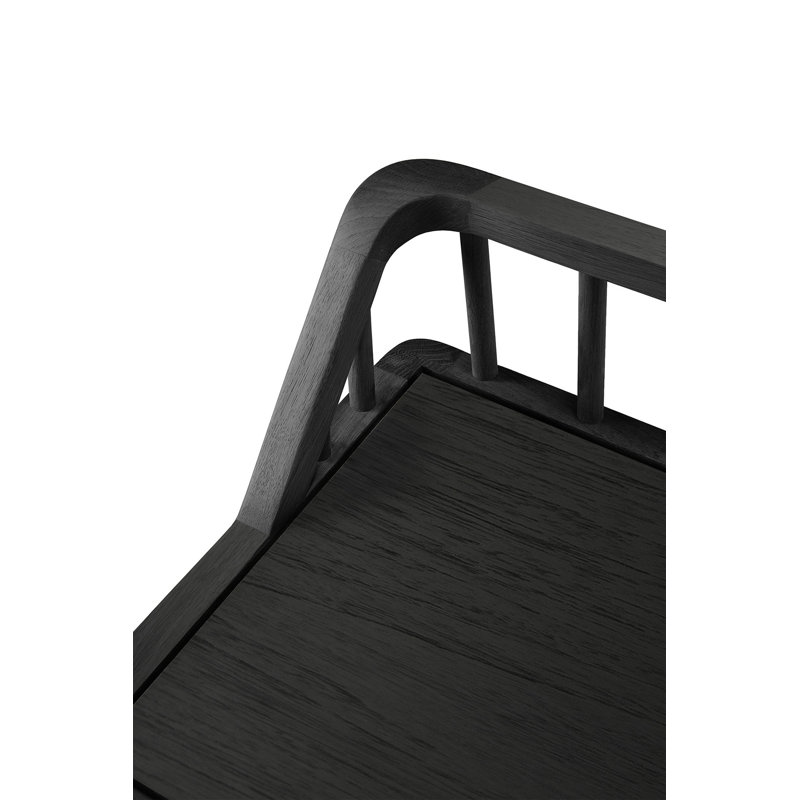 Spindle Solid Wood Bench, Oak Black